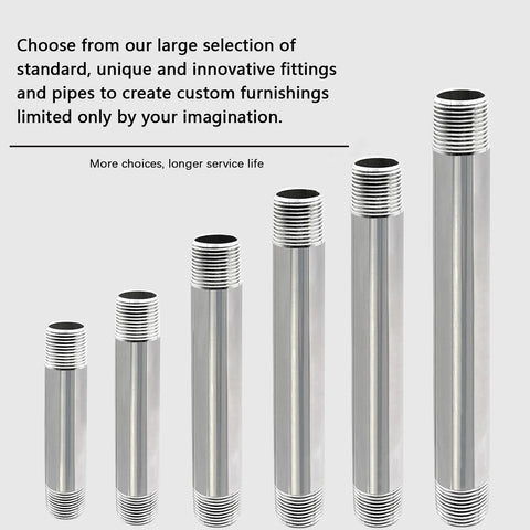 6 GeilSpace 1/2 in x 18 in stainless steel pipe nipples, 304-grade, threaded ends