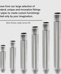 Stainless steel pipes with threaded ends in different sizes for DIY industrial projects