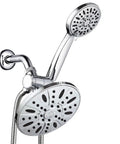 7 Inch Premium High Pressure Rainfall Shower Head and 6 Setting Handheld Combo with 3 Way Diverter Chrome Finish