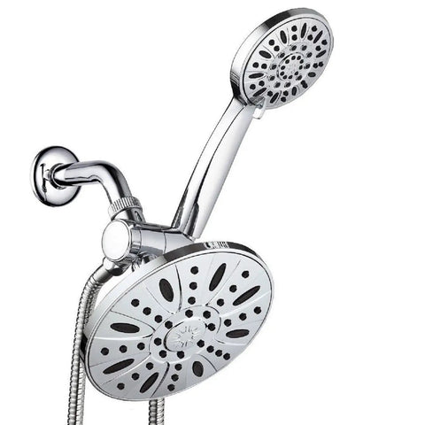 7 Inch Premium High Pressure Rainfall Shower Head and 6 Setting Handheld Combo with 3 Way Diverter Chrome Finish
