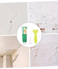 Two Pack Wall Mending Repair Cream With Scraper Quick Crack Fix For Home And Office DIY Patch Paste Easy To Use Self Adhesive Wall Hole Repair Paste To Fix Cracks And Holes Fast, showing product with scraper and wall damage examples for repair.