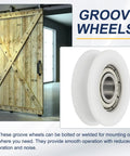 U Groove Ball Bearing Roller Wheels 6x22x7mm Nylon Guide Wheel For Sliding Doors And Windows, Heavy Duty Stainless Steel Track Wheel, White 4 Pack Set on barn door