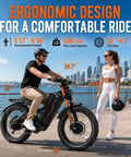 Heavy Duty Dual Motor Electric Bike For Adults, 6000W 52Mph Beast Mode Off Road E Bike With 300 Mile Range, 26x4.0 Fat Tires And Full Suspension Weekend Warrior Rig with ergonomic design features.