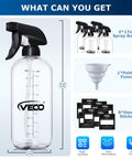 4 Pack 17oz Spray Bottles With 360 Degree Gravity Ball Straw For Upside Down Spraying, including foldable funnel and stickers