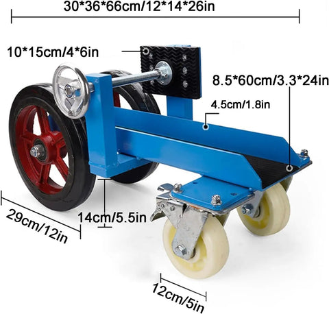 Heavy Duty Panel Dolly Cart 1100lb Capacity Slab Roller with red and black wheels, designed for drywall transport, durable construction.