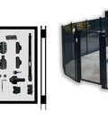 Super Simple Diy Self Closing Gate Kit For Pool Safety Fencing Black Powder Coated Aluminum Frame Heavy Duty Double Truss Support Built Tough Child Proof Walk Thru Pack One installation components and assembled gate by the pool