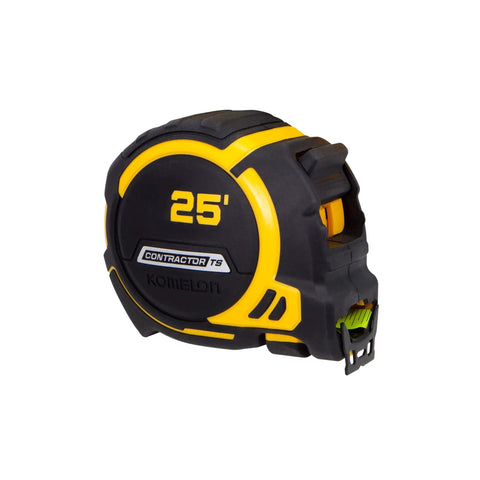 Beefed Up Heavy Duty 25 Foot Contractor TS Wide Blade Tape Measure With Backside Print And Manual Lock, side view