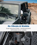 Door Off Mirror Kit For Jeep Wrangler TJ JK JKU 1997-2018 Wider Field Of View No Vibrate Or Wobble installed on vehicle