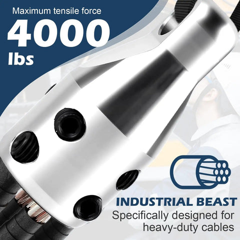 Heavy Duty 4000 Lbs Wire Puller With Four Slots For Electricians showing maximum tensile strength for heavy-duty cable use.