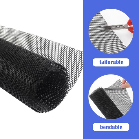 Trimmable Car Grill Mesh Made From Aluminum Alloy Universal Mesh Grill Insert durable, bendable, and cuttable features shown