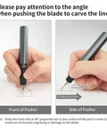 Pro Grade 7 Piece Tungsten Steel Scribing Tool Set With Wooden Stand used at 90-degree angle for precise lines on model kits