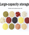 Top Notch Ceramic Rice Jar With Heavy Duty Airtight Sealed Lids For Organizing Bulk Grains And Cereals displayed with various cereals.