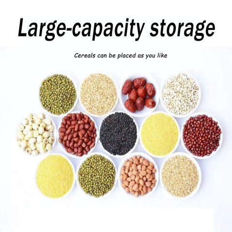 Top Notch Ceramic Rice Jar With Heavy Duty Airtight Sealed Lids For Organizing Bulk Grains And Cereals displayed with various cereals.
