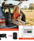 49 Inch Collapsible Heavy Duty Wagon With 500 Pound Capacity shown folded with an SUV in a field