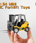 Mini RC Forklift Toy With Remote Control 2.4GHz 2 In 1 Lift Fork And Hook Truck With Lights held in hand