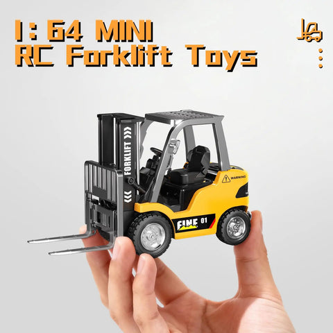 Mini RC Forklift Toy With Remote Control 2.4GHz 2 In 1 Lift Fork And Hook Truck With Lights held in hand
