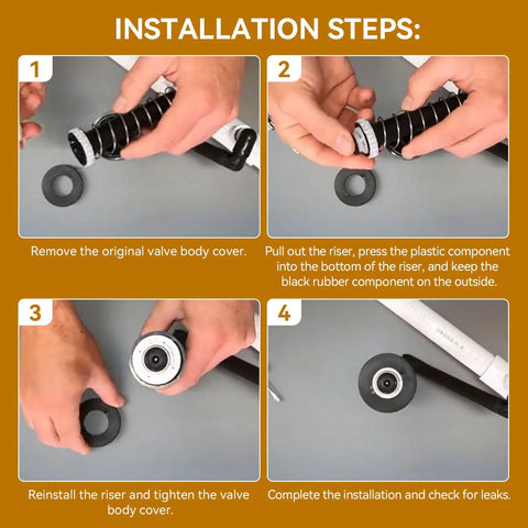 Sprinkler check valve kit, 2-pack; black riser with gray valve housing, installation steps diagram