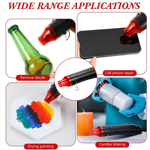 Compact 3 Pack Heat Gun Hot Air Tool For Crafting And Epoxy Resin Projects Fast Heating Blower For Vinyl Wrap And Paint Drying Sleek 300W Black Device That Truly Slays Your Most Tricky DIY Jobs in action on various tasks.