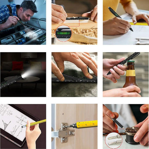 Two Piece Multitool Pen Set For Everyday Carry With Nine In One Steel Pen And Six In One Aluminum Pen used in various tasks