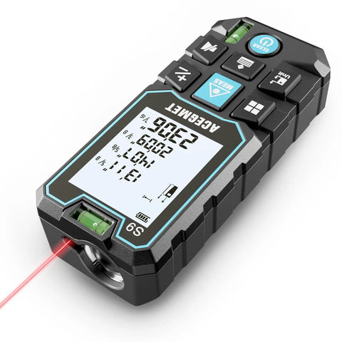 Pro Grade Laser Measure Tool With 229 Feet Range And 70 Meters, Dual Bubble Levels, Backlit LCD Display, IP54 Waterproof, Pythagorean Mode