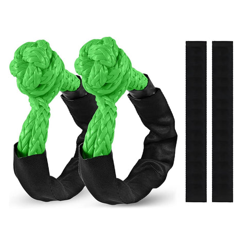 Two Pack Green Soft Shackle With 57,000 Lbs Breaking Strength Beefy Half Inch By 22 Inch Protective Sleeve For Off Road Trucks 4x4 UTV Recovery Rope Safer Than Metal Shackles
