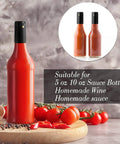 Top Shelf Black PVC Heat Shrink Bottle Caps With Ridiculously Slick Finish For Wine And Hot Sauce Packaging 200 Piece Box Fits 5 Ounce Wide Woozy Bottles on red glass bottle.