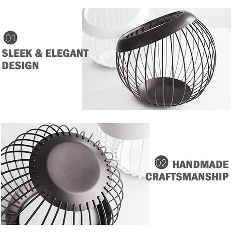 Large Capacity K Cup Pod Holder For Countertop Coffee Bar Accessories with sleek black metal wire design and white background