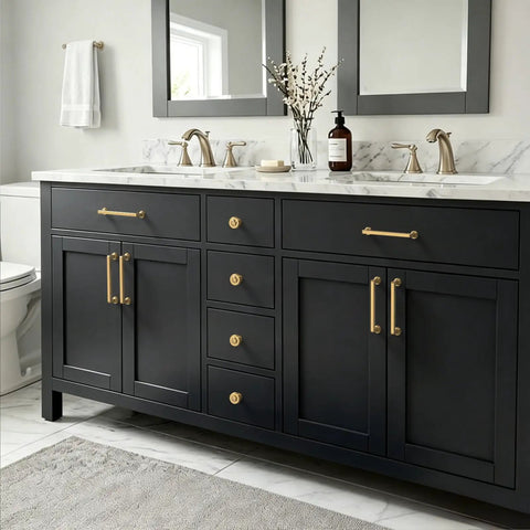 10 Pack 5 Inch Champagne Bronze Cabinet Pulls For Kitchen Cabinets And Drawers Zinc Alloy Handles On Dark Bathroom Vanity
