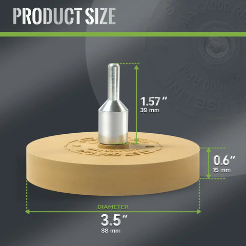 Decal Remover Wheel Kit For Drill 3.5 Inch Eraser Wheel dimensions with adapter for easy sticker removal