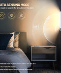 Installed Six Pack Wireless Under Cabinet Lights With 50 LEDs Motion Sensor Rechargeable Magnetic Closet Lights illuminating bedroom area