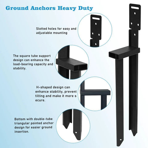 Heavy Duty Ground Anchors Set For Tent Posts And Fences One Piece Stakes With L Brackets Wood Post Repair Kit Wind Resistant Steel Mobile Home Anchor System Durable Outdoor Tie Downs
