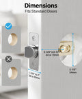 Installation dimensions for Keyless Entry Door Lock With Handle 5 In 1 Security System Includes Fingerprint Passcode App Control Fob And Emergency Key Easy Install For Exterior Front Door Electronic Deadbolt.