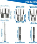 Product size chart for 1 2 3 4 Inch Pipe Threading Tool Set Quick Cut Die For Pvc Steel Copper Internal External Threading.