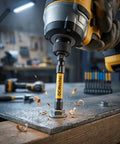 Heavy Duty Pro Grade 3 Inch Impact Hex Bit in action with S2 steel, 8mm size, on metal surface in workshop setting.