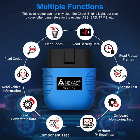 Bluetooth OBD2 Scanner For Cars, Easy Plug In Check Engine Light Reader With Live Data And Performance Tests, Must Have Wireless Tool