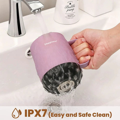 Smart Electric Heated Coffee Mug With Precision Temperature Setting And Rechargeable Coaster To Keep Your Daily Brew Piping Hot And Sipping Smooth On The Go 12 Oz Spill Resistant Travel Mug being rinsed under a faucet.