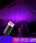 Multi Color USB Star Light With Seven Lighting Effects And Adjustable Modes illuminating car interior with blue and red lights