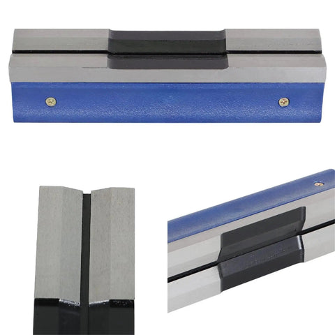 8 Inch Precision Level With 0.0002 Per 10 Inch Accuracy Machinist Tool for Checking Horizontal Alignment and Flatness, shown in close-up of carbon steel body