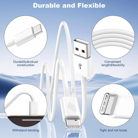 Two Pack 3 Foot USB A To USB C Cable For iPhone 17 Pro Max Air 16 15 Pro Max Plus 16e iPad Pro Air And Android Charger Cord USB C Fast Charging Up To 20W And USB 2 0 3 0 Data Transfer featuring durability and flexibility