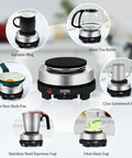 500W Mini Electric Hot Plate For Coffee Nerds Moka Pot Friendly 110V Compact RV Camping Stove with glass and metal cups