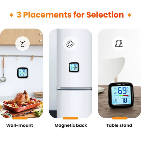 Pro Grade Digital Hygrometer And Indoor Room Thermometer With Swiss Sensors, wall-mount magnetic back table stand