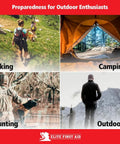 Outdoor scenes showing hiking, camping, hunting, suitable for MOLLE Compatible 82 Piece IFAK Trauma Kit With Tourniquet use.