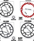 Pro-Grade 104BCD Oval Chainring 30T-52T CNC Machined 7075-T6 Aluminum Narrow-Wide MTB Road Bike Chainwheel For Shimano SRAM 8-11 Speed Compatibility Black Rock Solid sizes