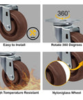 High-temp swivel caster wheels with 360 degree rotation and easy installation. Ideal for ovens, kilns and dryers with high temperature resistance.