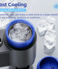 2 In 1 Smart Car Cup Warmer And Portable Cooler 12V Universal Heated Drink Holder With Digital Temp Display with ice cubes cooling drinks.