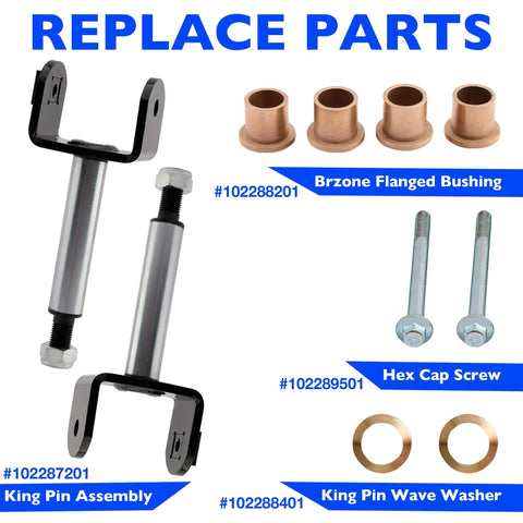 Front End King Pins Repair Kit For 2003.5 Up Precedent Gas And Electric Golf Carts Rebuild Kit components with bushings and screws