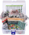 Epic 1818 Piece Electronics Components Kit With Resistors Capacitors LEDs And Transistors Plus 1 Quarter Watt Resistor Kit And PCB Board In Waterproof Latch Box