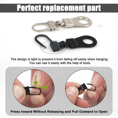 20 Pack Zipper Pull Replacement Kit With 2 Styles Detachable Sliders Easy Install for jackets, backpacks, luggage