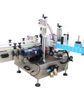 No Sweat Automatic Desktop Conveyor Labeler Supports 110V Power And Cracks Out Up To Sixty Labels Per Minute For Round Or Hex Bottles With Precision Fiber Optic Sensors.