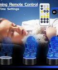 Four Pattern 3D Illusion Lamp With Sixteen Color LEDs Timed Remote Realistic 3D Night Light with sleeping child and remote control